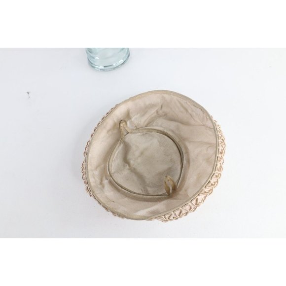 Vintage Antique Early 1900s Distressed Fabric Chinese Hat Cap Beige Womens main image 9
